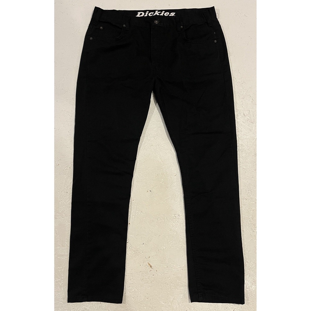 Dickies Slim Pants Mens 36x32 Black Chino Style Stretch Casual Modern Trousers